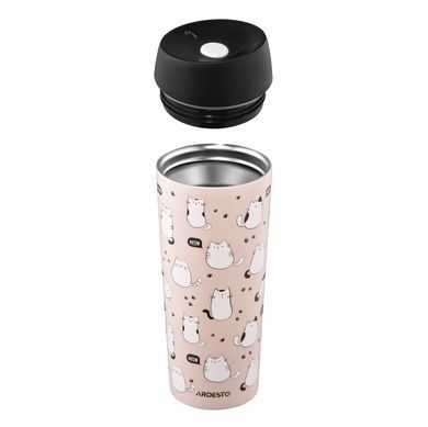 ARDESTO Термочашка Coffee Time Cats 450мл, нержавеющая сталь, коричневый AR2645FC фото