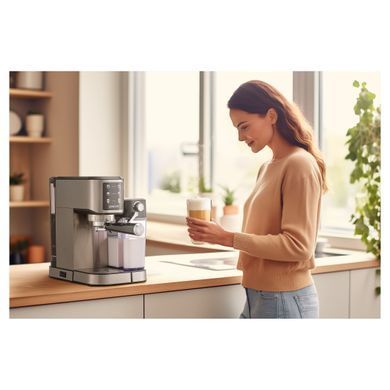 Sencor Кавоварка Sencor ріжкова 1л, мелена, автоматичний капучинатор, LCD-дисплей, нерж. сталь, сірий SES4910SS фото