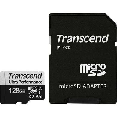 Карта пам'яті Transcend microSD 128GB C10 UHS-I U3 A2 R160/W125MB/s + SD TS128GUSD340S фото