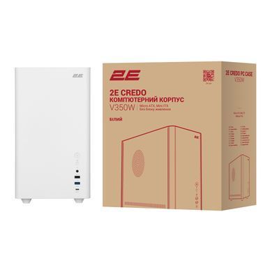 2E Корпус 2E Credo Metal V350W без БЖ, 1xUSB3.0, 1х USB 2.0, 1xUSB Type-C, 3x120мм ARGB, VGA 350мм, LCS ready, контролер з пультом, mATX, білий 2E-V350W фото