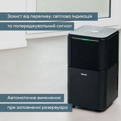 Beurer Осушитель воздуха 12л/сутки 30м2, 200Вт, дисплей, авто выкл, ночной режим, черный