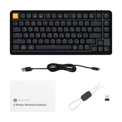 Keychron Клавіатура механічна J1 82Key, K pro Banana, WL/BT/USB-A, QMK, Hot-swap, EN/UKR, RGB, чорний J1-H4-UA фото