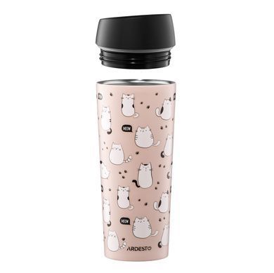 ARDESTO Термочашка Coffee Time Cats 450мл, нержавеющая сталь, коричневый AR2645FC фото