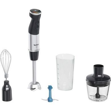 Tefal Блендер погружной Quickchef+ 1000Вт, 3в1, чаша-800мл, чопер-500мл, турборежим, серебристо-черный HB67E830 фото
