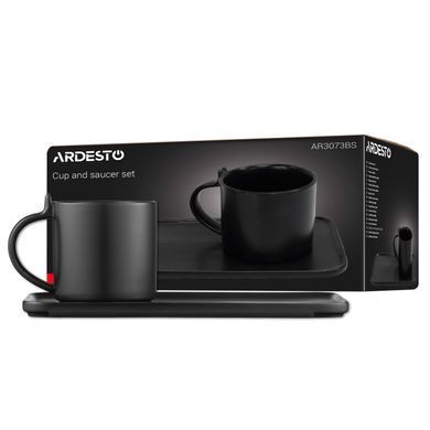 ARDESTO Set cup and saucer, 250ml, new bone china, black AR3073BS фото
