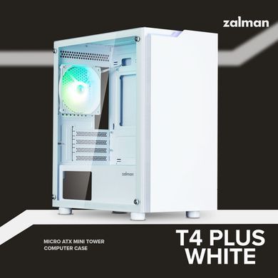 Zalman Корпус T4 Plus без БП, 2xUSB3.0, 1xUSB2.0, 1x120мм ARGB, VGA 3200мм, TG Side Panel, mATX, белый T4PLUSWHITE фото