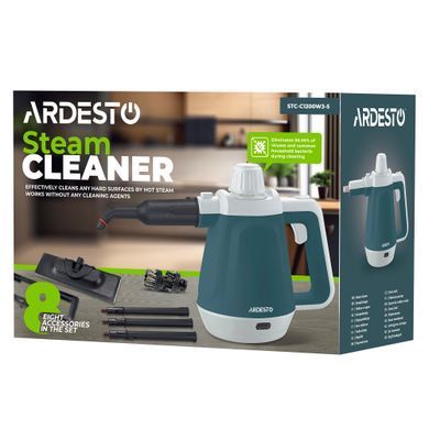 ARDESTO Пароочисник, 1200Вт, мл, 3.5Бар, білий+ синій STC-C1200W3-5 фото
