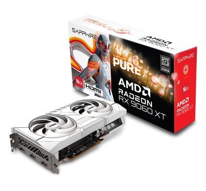 SAPPHIRE Видеокарта Radeon RX 9060 XT 16GB GDDR6 PURE GAMING OC белый 11350-02-20G фото