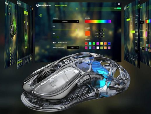 GravaStar Мышь Mercury M2, BT/WL/USB-A, RGB, чорно-прозорий GRAVASTARM2_XTAL_BLK фото