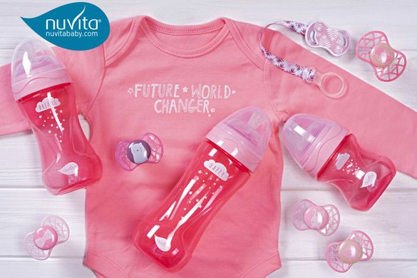 Детская бутылочка Nuvita 6052 Mimic Cool 330мл 4+ Антиколиковая розовая NV6052PINK фото