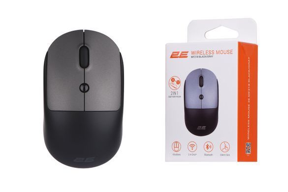 Миша 2E MF218 Silent WL BT Black/Gray 2E-MF218WBG фото