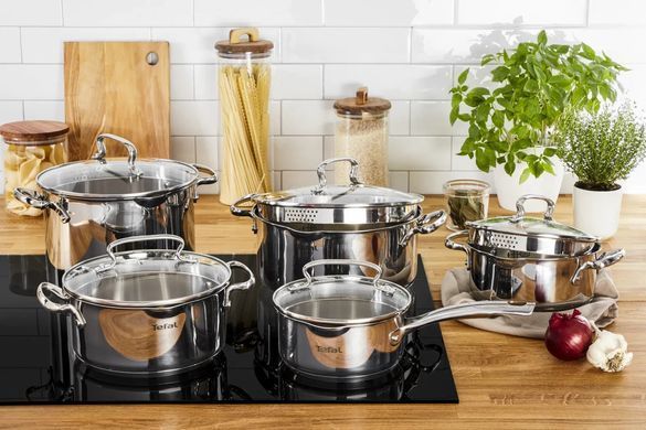 Tefal Набор посуды Duetto Plus, 10 предметов, нержавеющая сталь, стекло G719SA55 фото