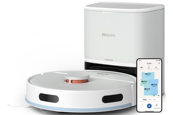 Philips Робот-пилосос Series 2000, h=40.3см, вологе прибирання, конт пил -0.25л, автон. робота до 130хв, НЕРА 11, білий XU2100/20 фото