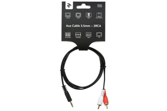 Кабель 2E Aux Cable 3.5mm - 2RCA, black, 1m - купити в інтернет-магазині Coolbaba Toys