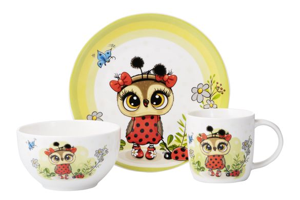 ARDESTO Набір дитячого посуду Lucky owl, 3 предмети, порцеляна AR3454LS фото