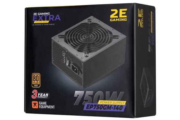 Блок живлення 2E Gaming Extra Power (750W), >90%, 80+ Gold, 140mm, 1xMB 24pin(20+4), 1xCPU 8pin(4+4), 4xMolex, 6xSATA, 4xPCIe 8pin(6+2), Fully Modular 2E-EP750GM-140 фото