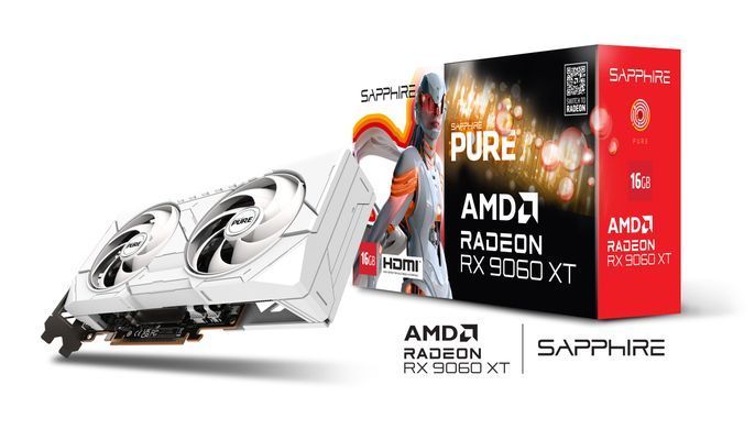 SAPPHIRE Видеокарта Radeon RX 9060 XT 16GB GDDR6 PURE GAMING OC белый 11350-02-20G фото