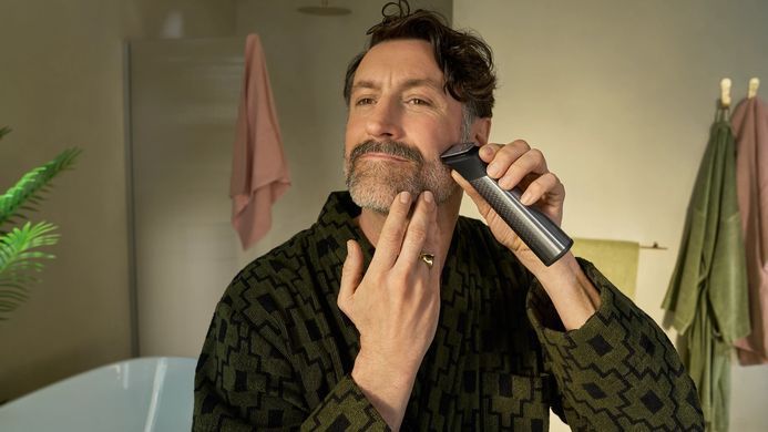 Philips Тример Philips Series 9000, для бороди, голови та тіла, насадок-15, OneBlade в компл., сталь, сірий MG9558/15 фото