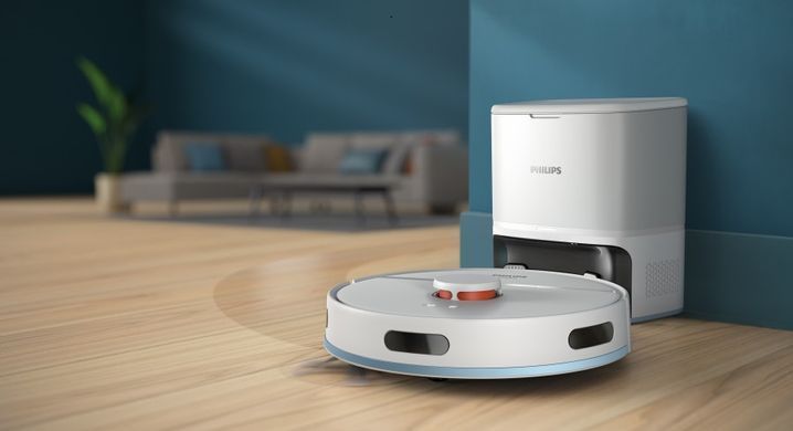 Philips Робот-пилосос Series 2000, h=40.3см, вологе прибирання, конт пил -0.25л, автон. робота до 130хв, НЕРА 11, білий XU2100/20 фото