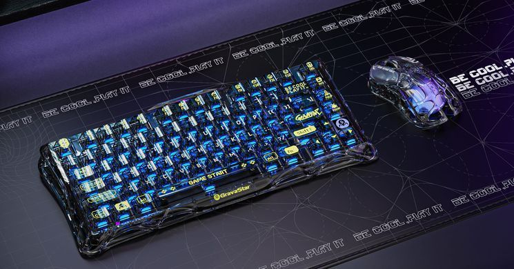 GravaStar Мышь Mercury M2, BT/WL/USB-A, RGB, чорно-прозорий GRAVASTARM2_XTAL_BLK фото