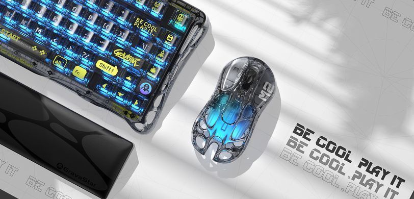 GravaStar Мышь Mercury M2, BT/WL/USB-A, RGB, чорно-прозорий GRAVASTARM2_XTAL_BLK фото