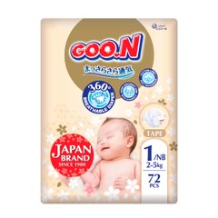 Подгузники GOO.N Premium Soft для младенцев до 5 кг (1(NB), на липучках, унисекс, 72 шт.) F1010101-152 фото