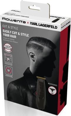 Rowenta Машинка для стрижки Karl Lagerfeld Cut & Style Stylization, акум., роторн. мотор, насадок-3, сталь, черный TN182LF0 фото