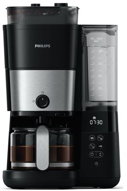 Philips Кавоварка крапельна All-in-1 Brew, 1.25л, зерно+мелена, дисплей, підігрів кавника, кавомолка, чорний HD7900/50 фото
