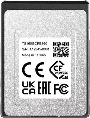Transcend Карта пам'яті Transcend CFexpress 160GB Type B R1750/W1500MB/s TS160GCFE860 фото