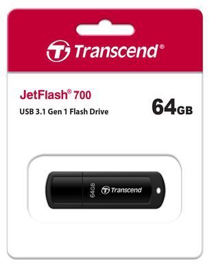 Transcend Накопичувач 64GB USB 3.1 Type-A JetFlash 700 Black TS64GJF700 фото