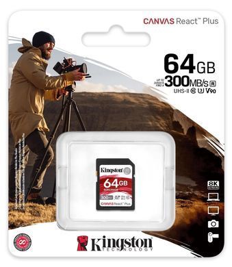 Kingston Карта памяти 64GB SDXC C10 UHS-II U3 R300/W260MB/s SDR2/64GB фото