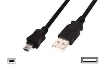 Кабель USB 2.0 (AM/miniB 5pin) DIGITUS 1.0м Black/Чорний, bulk AK-300108-010-S фото