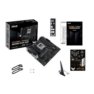 ASUS Материнcька плата TUF GAMING A620M-PLUS WIFI sAM5 A620 4xDDR5 HDMI DP mATX 90MB1F00-M0EAY0 фото