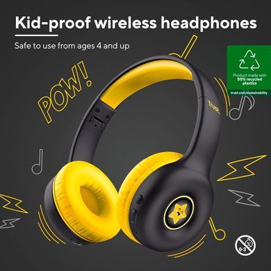 Trust Наушники On-ear Nouna Kids, Wireless, Mic, Черный 25405_TRUST фото