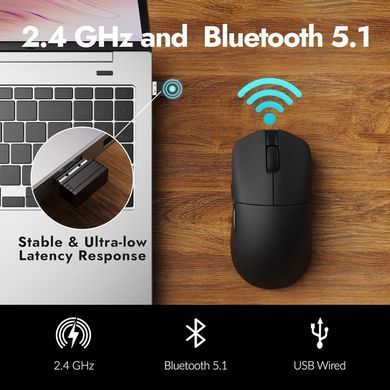 Lemokey Миша G1 USB-A/USB-C/WL/BT, 8K, чорний G1-A1 фото