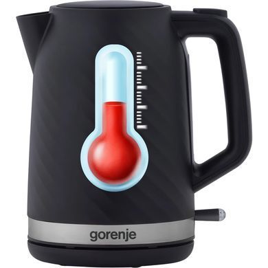 Gorenje Електрочайник 1.7л, Strix контроль, чорний матовий K17SPB фото