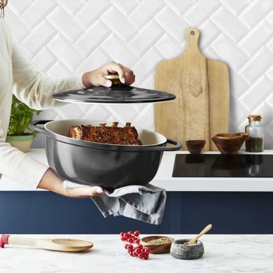 Tefal Каструля Tefal Air, з кришкою, 5.7л, алюміній, чорний E2558904 фото