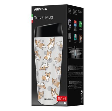 ARDESTO Термочашка Coffee Time Corgi 450мл, нержавеющая сталь, серый AR2645CR фото