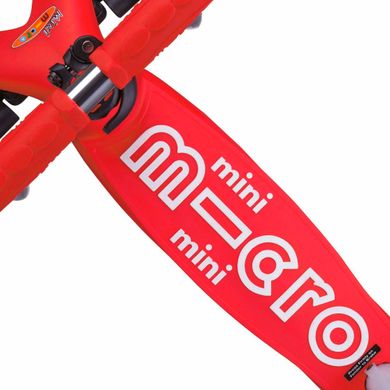 Самокат MICRO серии "Mini Deluxe" - КРАСНЫЙ (до 50 kg, 3-х колесный, LED) MMD052 фото