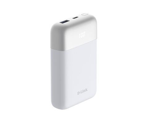 D-Link Акумулятор портативний літій-іонний Power Bank 10000мА*год 18Вт 1xUSB-A, 1xUSB-C, білий DPP-101 фото