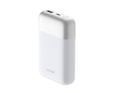 D-Link Акумулятор портативний літій-іонний Power Bank 10000мА*год 18Вт 1xUSB-A, 1xUSB-C, білий DPP-101 фото