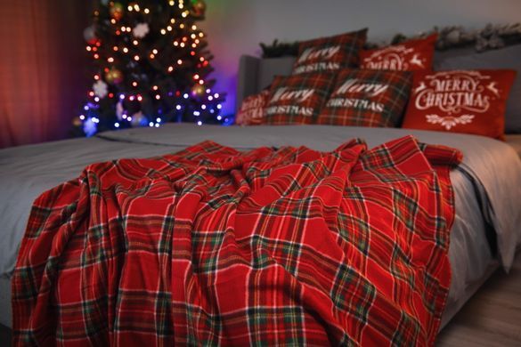 ARDESTO Плед Fleece 130x160см, 100% поліестер, клітинка, червоний
