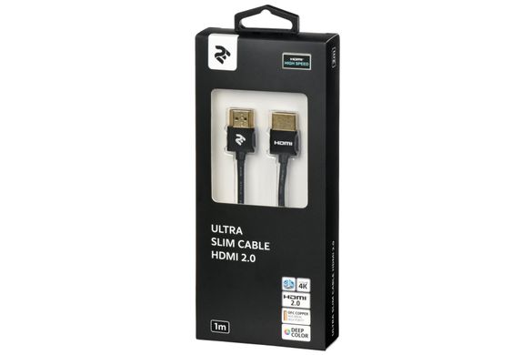 Кабель 2E HDMI 2.0 (AM/AM), Gen2 Ultra Slim cable, black, 1m - купити в інтернет-магазині Coolbaba Toys