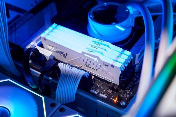 Kingston Пам'ять ПК Kingston DDR5 16GB 5200 FURY Beast RGB XMP Білий KF552C40BWA-16 фото