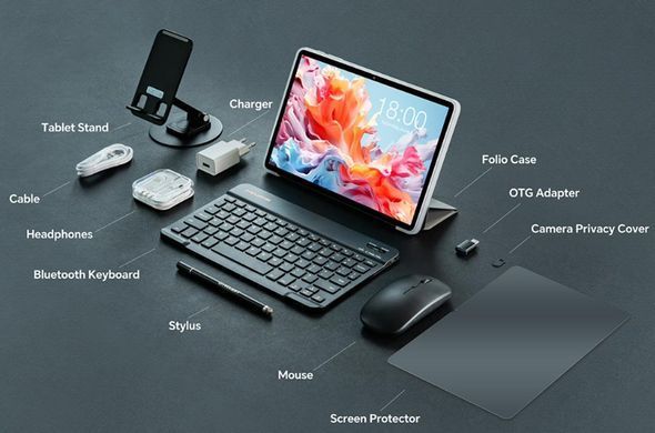 TECLAST Планшет P30T KIT 10,1" 4ГБ, 128ГБ, 6000мА&bull;год, Android, сірий 6940709685990 фото