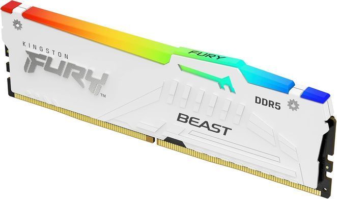 Kingston Пам'ять ПК Kingston DDR5 16GB 5200 FURY Beast RGB XMP Білий KF552C40BWA-16 фото