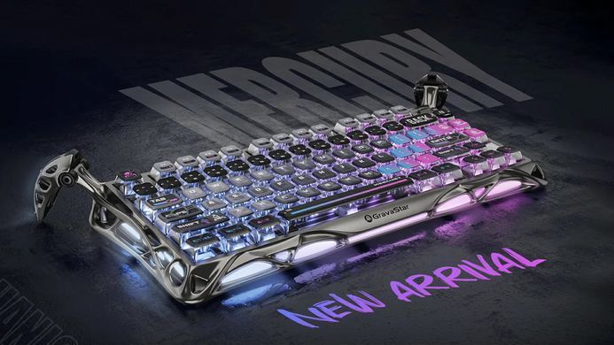 GravaStar Клавіатура механічна GravaStar K1 Pro 80keys, GravaStar x Kailh Speedy Mint, BT/WL/USB, cyberpunk GSK1PRO_CBLK фото