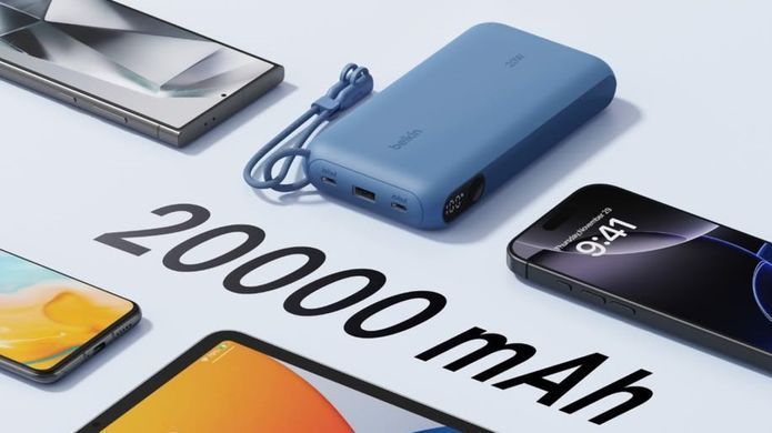 Belkin Аккумулятор портативный литий-ионный Power Bank Belkin 20000мА&middot;ч, 20Вт, с дисплеем, синий BPB028HQBL фото