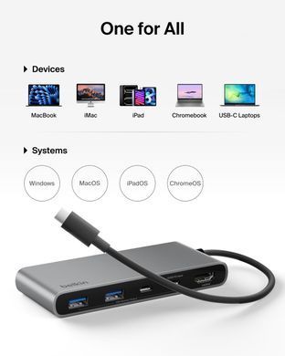 Belkin Хаб USB-C 7в1 Multiport Dock 100Вт AVC023HQSGY фото