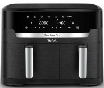 Tefal Мультипіч Dual Easy Fry XXL, 2700Вт, чаша-6.5+4.5л, сенсорне керув., 2 чаши, гриль, пластик, чорний EY9428E0 фото